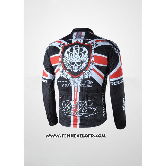 2010 Maillot Ciclismo Rock Racing Noir et Rouge Manches Longues et Cuissard